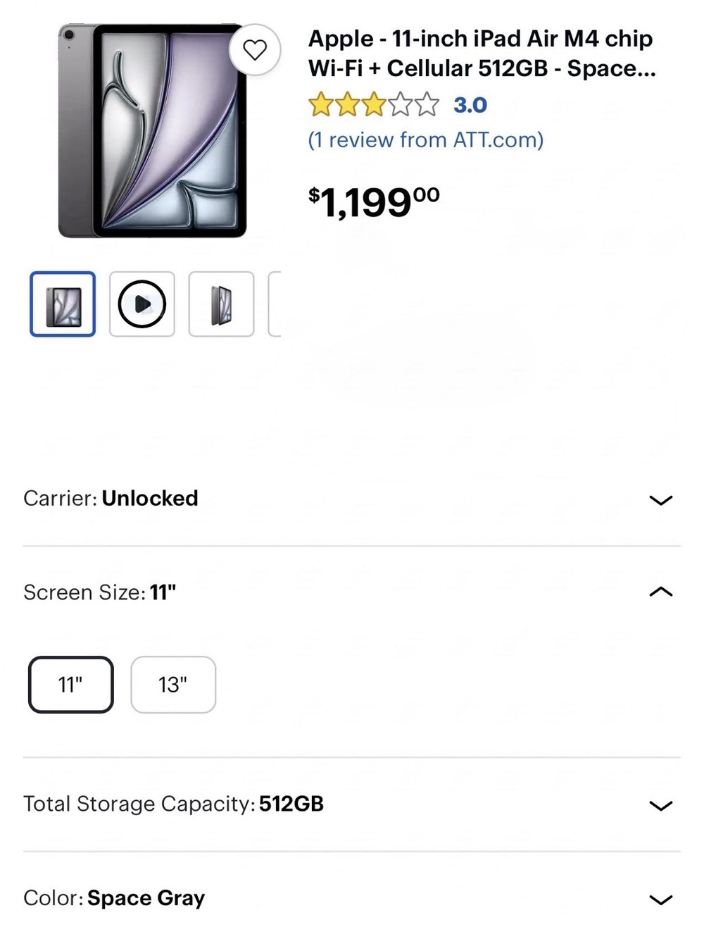 Apple iPad Air 11-inch (M4) Wi-Fi + Cellular 512GB